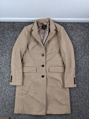 J Crew Coat Topcoat Regent Double-Serge Wool Camel Beige Tan Womens Size 00 $298